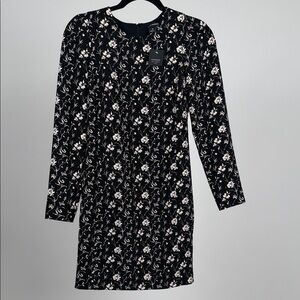 Club Monaco Black Floral Long Sleeve Dress